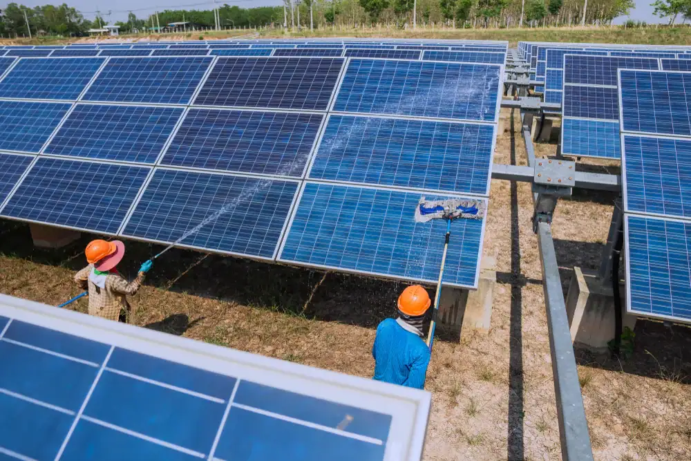 Solar Panel Cleaning Workers San Bernardino County California